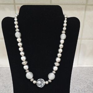 Elegant Silver Beaded Necklace